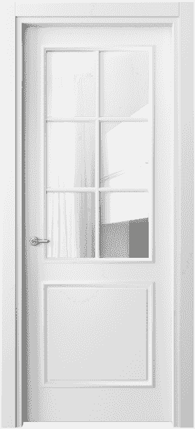 Дверь межкомнатная 8122 МБЛ Прозрачное стекло. Цвет Матовый белоснежный. Материал Гладкая эмаль. Коллекция Paris. Картинка.