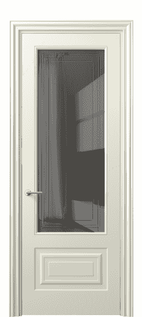 Дверь межкомнатная 8442 ММБ Серое с гравировкой. Цвет Матовый молочно-белый. Материал Гладкая эмаль. Коллекция Mascot. Картинка.