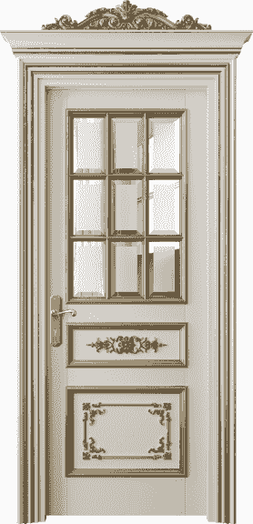 Дверь межкомнатная 6512 БОСПА САТ-Ф. Цвет Бук облачный серый золотой антик. Материал Массив бука эмаль с патиной золото античное. Коллекция Imperial. Картинка.