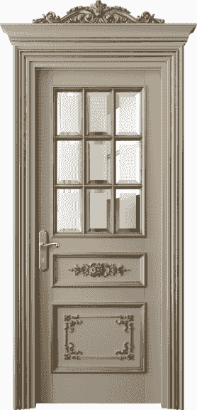 Дверь межкомнатная 6512 ББСКПА САТ-Ф. Цвет Бук бисквитный золотой антик. Материал Массив бука эмаль с патиной золото античное. Коллекция Imperial. Картинка.