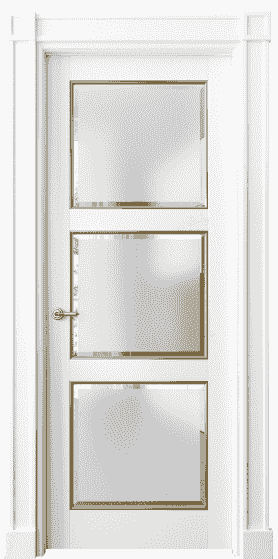 Дверь межкомнатная 6310 ББЛП САТ-Ф. Цвет Бук белоснежный с позолотой. Материал  Массив бука эмаль с патиной. Коллекция Toscana Plano. Картинка.
