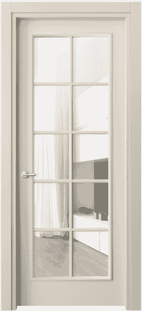 Дверь межкомнатная 8102 ММЦ Прозрачное стекло. Цвет Матовый марципановый. Материал Гладкая эмаль. Коллекция Paris. Картинка.
