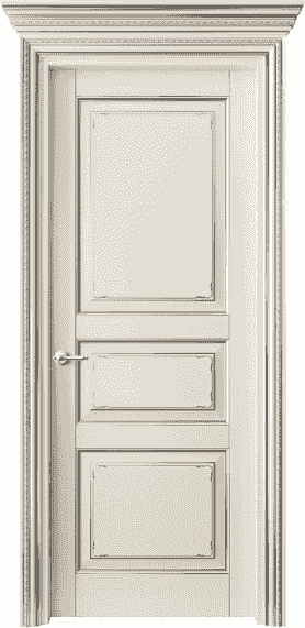 Дверь межкомнатная 6231 БМБС. Цвет Бук молочно-белый с серебром. Материал  Массив бука эмаль с патиной. Коллекция Royal. Картинка.