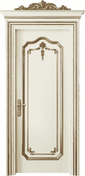 Дверь межкомнатная 6601 БМБЗА. Цвет Бук молочно-белый золотой антик. Материал Массив бука эмаль с патиной золото античное. Коллекция Imperial. Картинка.