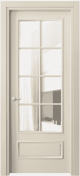 Дверь межкомнатная 8112 ММЦ Прозрачное стекло. Цвет Матовый марципановый. Материал Гладкая эмаль. Коллекция Paris. Картинка.