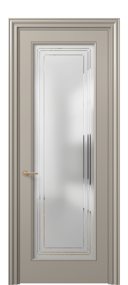 Межкомнатная дверь Mascot 8400 Матовый бисквитный Сатинированное стекло с гравировкой "Грани", триплекс Цена 65999 ₽ | Volhovec