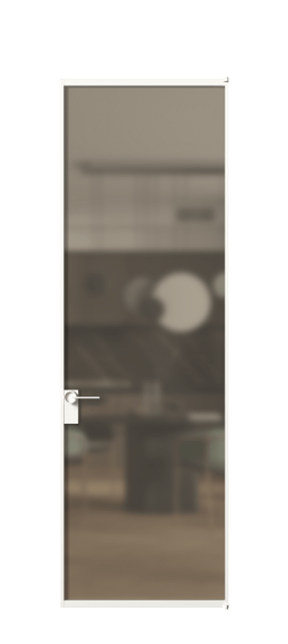 Алюминиевая дверь АЛПЛ040.01 Алюминий Белый Сатинированное бронзовое стекло, триплекс Цена 111145  | Volhovec