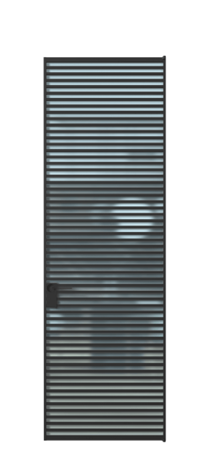 Алюминиевая дверь АЛПЛ040.07 Алюминий Черный Сатинированное голубое стекло, триплекс Цена 177520  | Volhovec