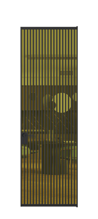 Алюминиевая дверь АЛПЛ040.06 Алюминий Черный Прозрачное жёлтое стекло, триплекс Цена 177520  | Volhovec