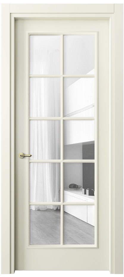 Межкомнатная дверь Париж 8102 Матовый молочно-белый Прозрачное стекло Цена 61724 ₽| Volhovec