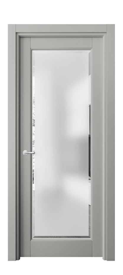 Межкомнатная дверь Toscana Elegante 6300 Бук нейтральный серый Сатинированное стекло с фацетом Цена 91099 ₽ | Volhovec