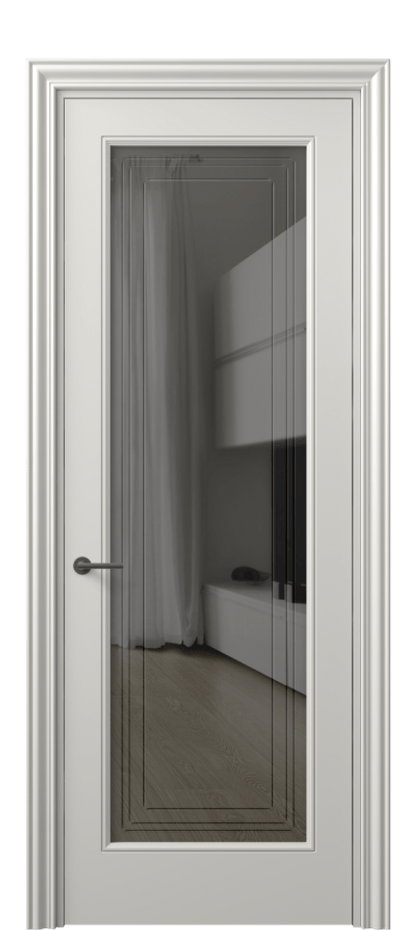 Межкомнатная дверь Маскот 8400 Матовый серый Прозрачное серое стекло с гравировкой "Грани", триплекс Цена 66824 ₽ | Volhovec