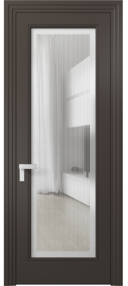 Межкомнатная дверь Рокка 8300 Матовый антрацит Сатинированное с гравировкой "Каннелюры", триплекс Цена 75174 ₽ | Volhovec