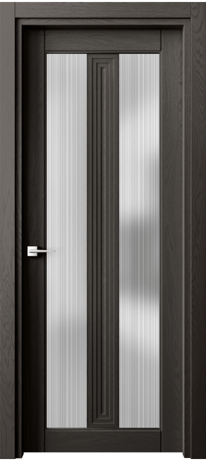 Межкомнатная дверь Эго 6122 Дуб антрацит Сатинированное стекло "Дождь" Цена 122599 ₽ | Volhovec