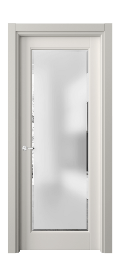 Межкомнатная дверь Toscana Elegante 6300 Бук пудровый белый Сатинированное стекло с фацетом Цена 4750 AZE | Volhovec