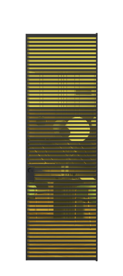 Алюминиевая дверь АЛПЛ040.07 Алюминий Черный Прозрачное жёлтое стекло, триплекс Цена 177520  | Volhovec