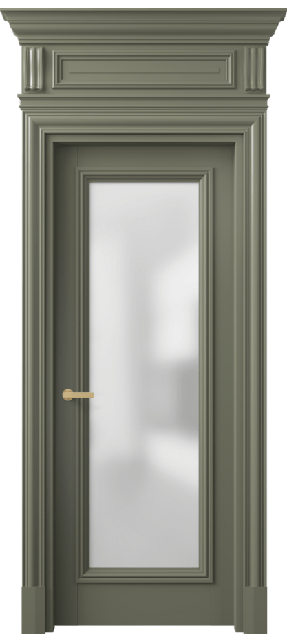 Межкомнатная дверь Антик 7300 Матовый оливковый тёмный Сатинированное стекло Цена 160309 ₽ | Volhovec
