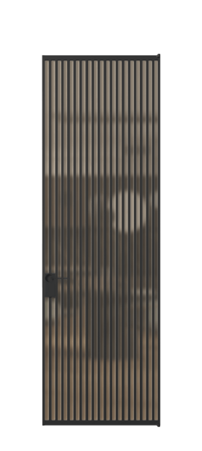 Алюминиевая дверь АЛПЛ040.06 Алюминий Черный Сатинированное оранжевое стекло, триплекс Цена 177520  | Volhovec