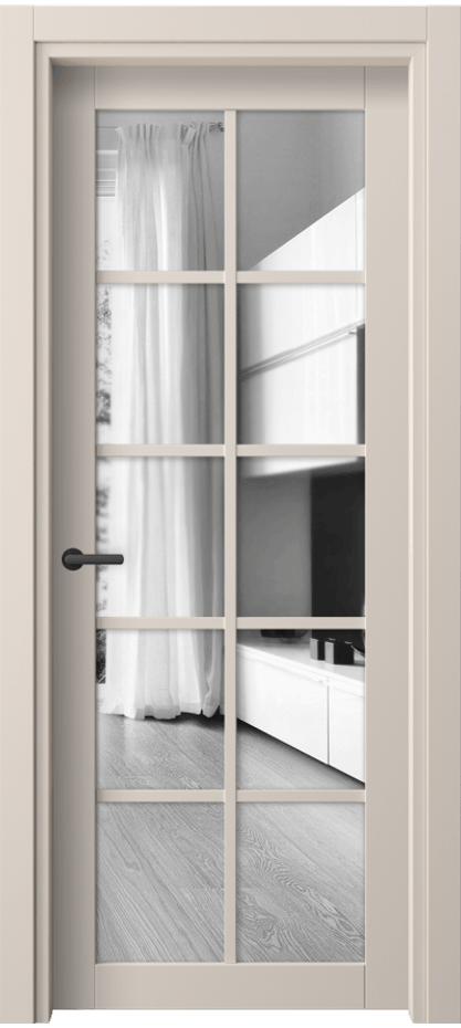 Межкомнатная дверь Нео 2106 ПЭТ пудровый бежевый Двустороннее зеркало, триплекс Цена 39690 ₽ | Volhovec