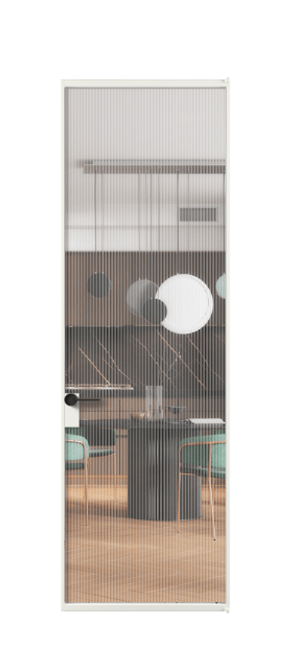 Алюминиевая дверь АЛПЛ040.01 Алюминий светло-серый Рифлёное стекло "Moru", триплекс Цена 125570  | Volhovec