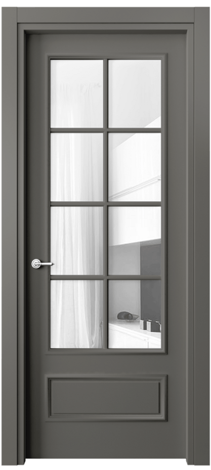 Межкомнатная дверь Paris 8112 Матовый классический серый Прозрачное стекло, 4 мм Цена 11757560 so'm| Volhovec