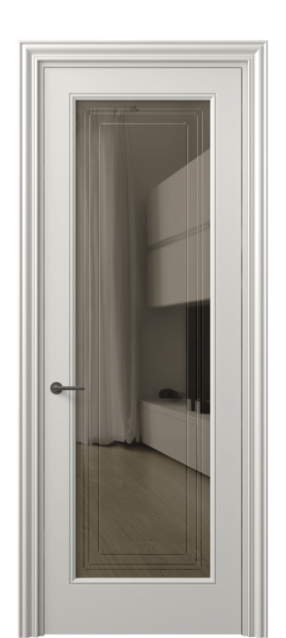 Межкомнатная дверь Маскот 8400 Матовый серый Прозрачное бронзовое стекло с гравировкой "Грани", триплекс Цена 66824 ₽ | Volhovec