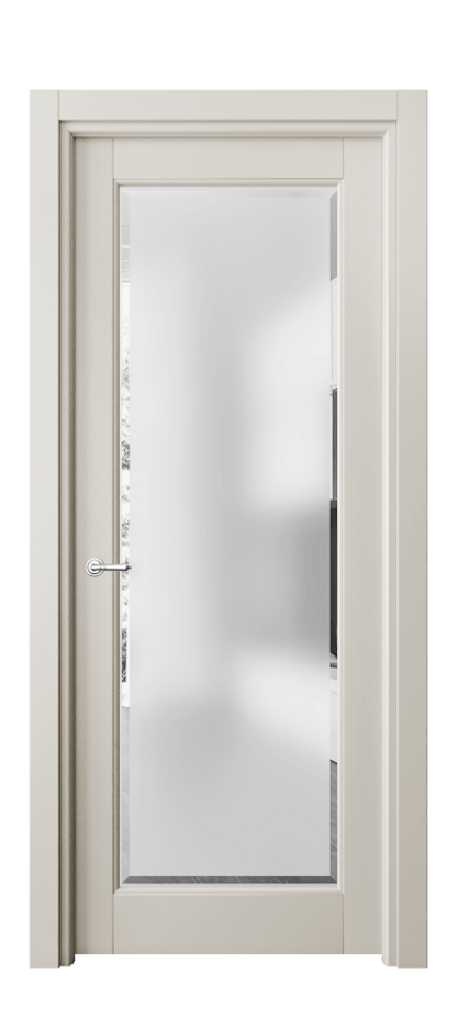 Межкомнатная дверь Toscana Rombo 6300 Бук облачный серый Сатинированное стекло с фацетом Цена 91099 ₽ | Volhovec