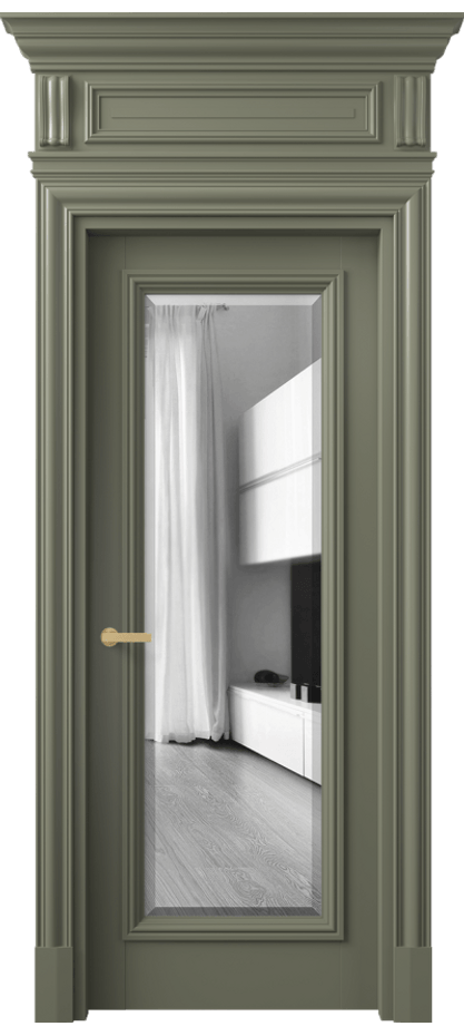 Межкомнатная дверь Антик 7300 Матовый оливковый тёмный Двустороннее зеркало с фацетом, триплекс Цена 167309 ₽ | Volhovec