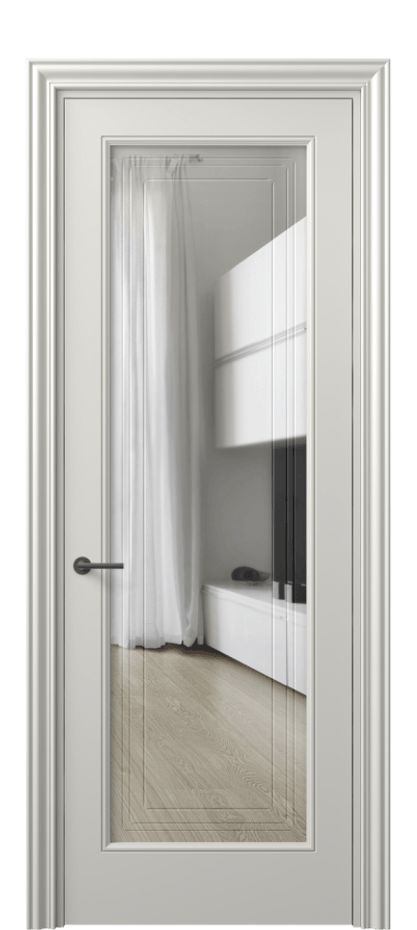 Межкомнатная дверь Маскот 8400 Матовый серый Прозрачное стекло с гравировкой "Грани", триплекс Цена 66824 ₽ | Volhovec