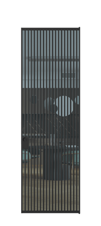 Алюминиевая дверь АЛПЛ040.06 Алюминий Черный Прозрачное голубое стекло, триплекс Цена 177520  | Volhovec