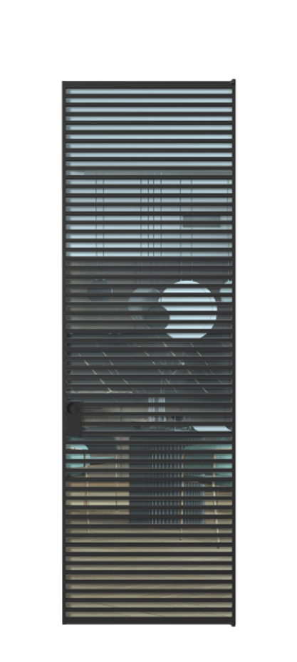 Алюминиевая дверь АЛПЛ040.07 Алюминий Черный Прозрачное голубое стекло, триплекс Цена 177520  | Volhovec