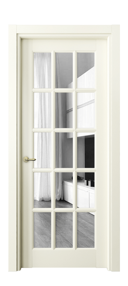 Межкомнатная дверь Тоскана Грильято 6311 Матовый молочно-белый Двустороннее зеркало, триплекс Цена 114899 ₽ | Volhovec