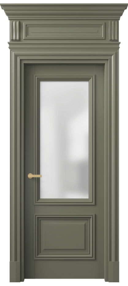 Межкомнатная дверь Антик 7302 Матовый оливковый тёмный Сатинированное стекло Цена 160309 ₽ | Volhovec