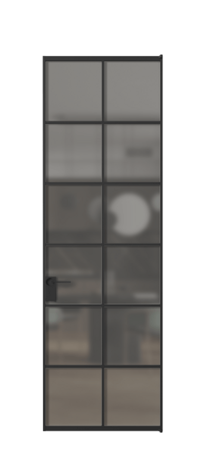 Алюминиевая дверь АЛПЛ040.05 Алюминий Черный Сатинированное серое стекло, триплекс Цена 119545  | Volhovec