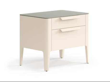 Мебель Тумба прикроватная Piega 2 ящика. Цвет Матовый светло-бежевый. Материал Гладкая эмаль. Коллекция Тумба прикроватная Piega 2 ящика. Картинка.