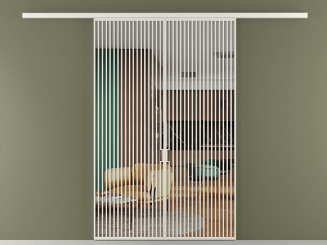 Перегородка Формато вдоль стены 2 створки АЛПР 040.06 Алюминий серый Прозрачное стекло "Кристал Вижн", калёное Цена 445000 ₽ | Volhovec