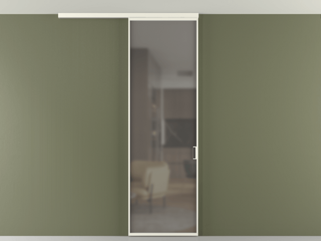 Перегородка Формато вдоль стены на потолок 1 створка АЛПР 040.01 Алюминий жемчужный Сатинированное серое стекло, триплекс Цена 111570 ₽ | Volhovec