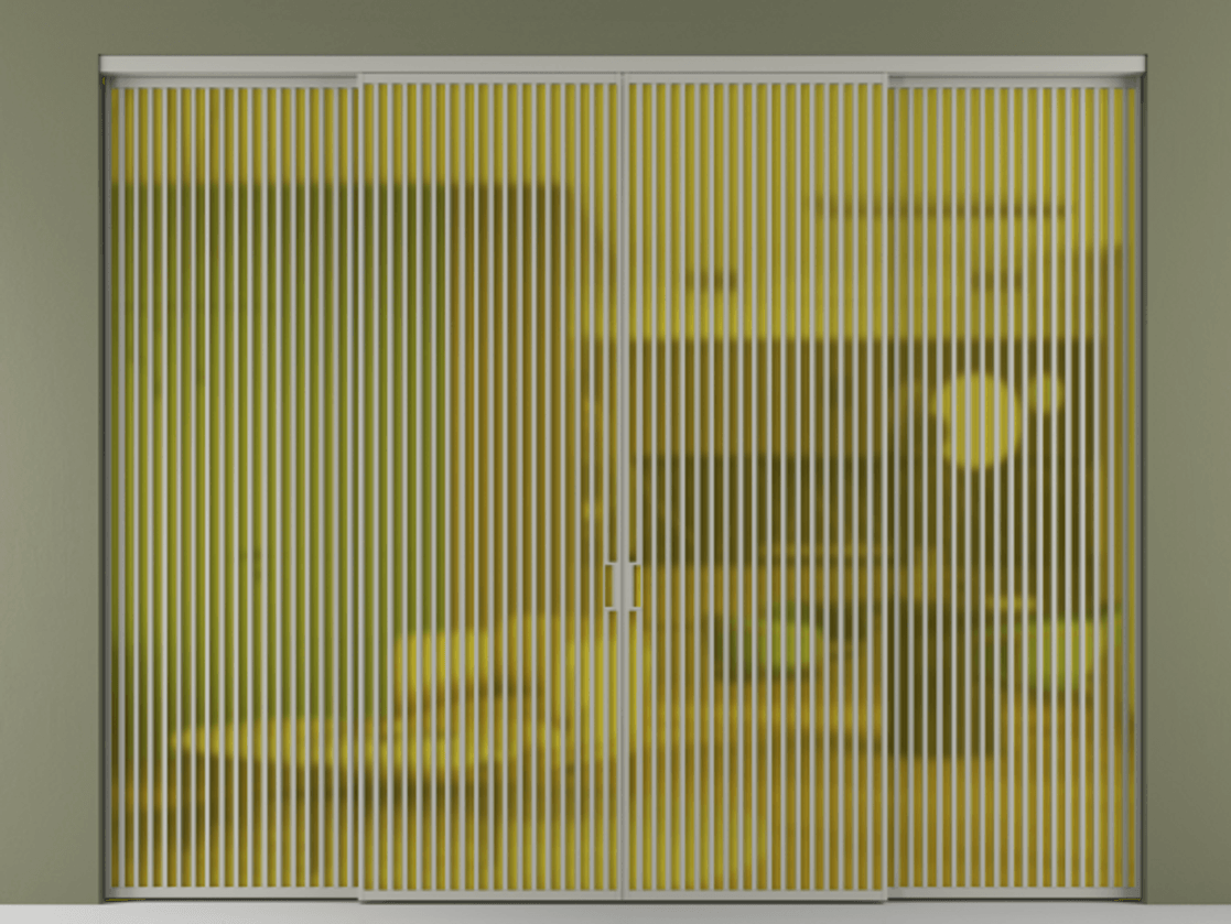 Перегородка Formato внутри проёма 4 створки АЛПР 040.06 Алюминий нейтральный серый Сатинированное жёлтое стекло, триплекс. Цена 650720 ₽ 1. Полотно 4 шт. (800/2100 мм)
2. Комплект установки раздвижной системы
3. Базовый комплект фурнитуры
4.Ручка RONDO. Фабрика дверей Волховец 8 (800) 551 43 19 Перегородка Formato внутри проёма 4 створки АЛПР 040.06 Алюминий нейтральный серый Сатинированное жёлтое стекло, триплекс Цена 650720 ₽ | Volhovec