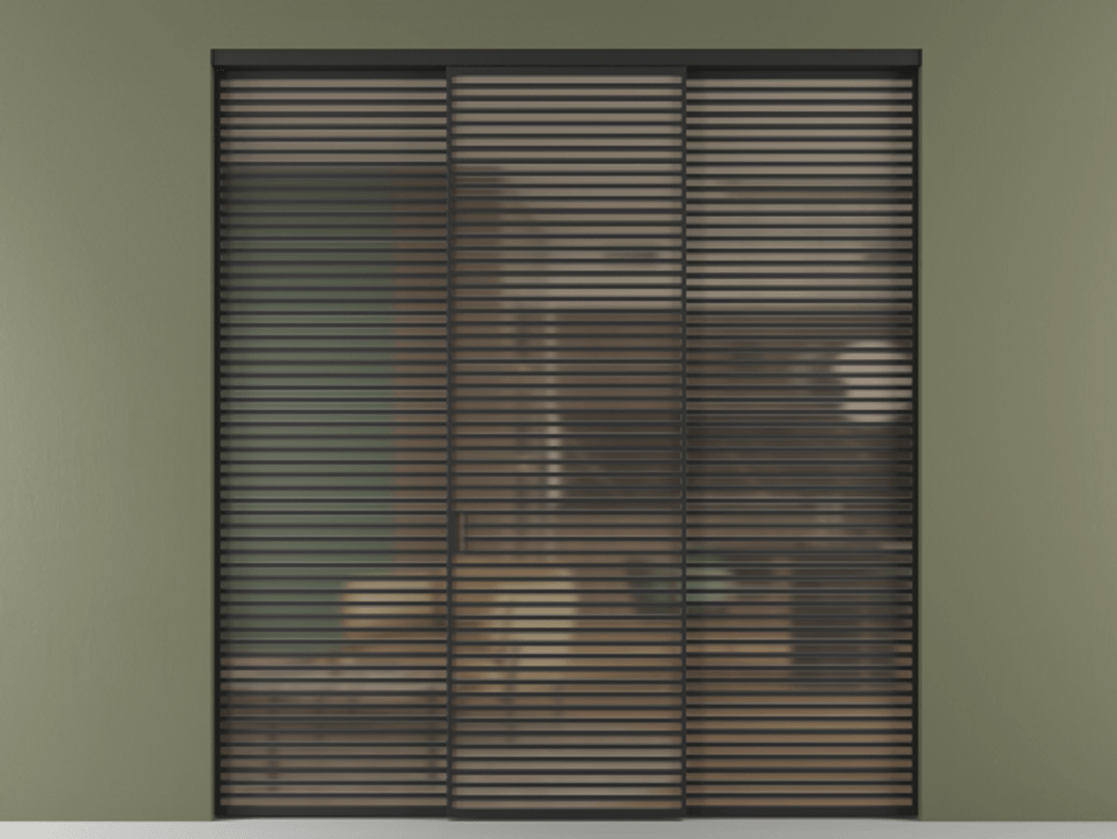 Перегородка Формато внутри проёма 3 створки АЛПР 040.07 Алюминий Черный Сатинированное бронзовое стекло, триплекс Цена 437900 ₽ | Volhovec