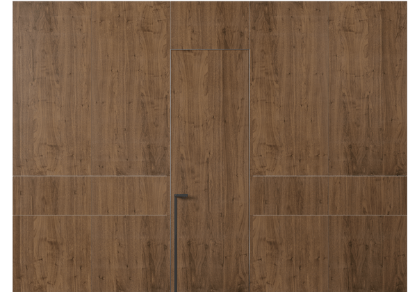 Панели для отделки стен Стеновая панель в древесной отделке Орех умбра матовый. Цвет Орех умбра матовый. Материал Шпон НатурВуд. Коллекция Древесные отделки. Картинка.