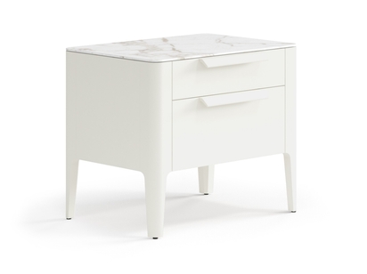 Мебель Тумба прикроватная Piega 2 ящика. Цвет Матовый молочно-белый. Материал Гладкая эмаль. Коллекция Тумба прикроватная Piega 2 ящика. Картинка.