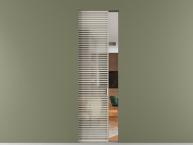 Алюминевая перегородка skr1_07_ Алюминий бежево-серый Matelux Crystal Vision. Цвет Алюминий бежево-серый. Материал Алюминий в эмали. Коллекция Перегородка Formato скрытый пенал одностворчатая. Картинка.