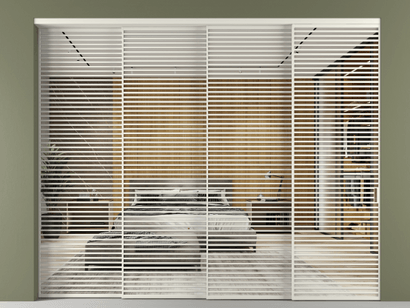 Алюминевая перегородка vn4_07 Зеркало триплекс БЕЛ. Цвет Алюминий Белый. Материал Алюминий. Коллекция Перегородка Formato внутри проёма телескопик синхро 3. Картинка.