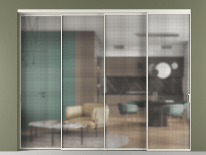 Алюминевая перегородка vn4_01 Mesh silver БЕЛ. Цвет Алюминий Белый. Материал Алюминий. Коллекция Перегородка Formato внутри проёма телескопик синхро 3. Картинка.