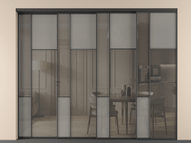 Алюминевая перегородка vntl4_5 ЧЕР. Цвет Алюминий Черный. Материал Алюминий. Коллекция Перегородка Mosaic внутри проёма телескопик синхро 3. Картинка.