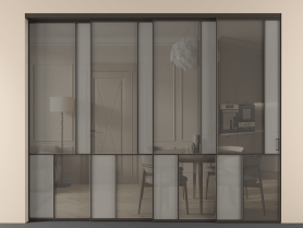 Алюминевая перегородка vntl4_1_ААН_Серый сатин триплекс+Серый триплекс_new. Цвет Алюминий антрацит. Материал Алюминий в эмали. Коллекция Перегородка Mosaic внутри проёма телескопик синхро 3. Картинка.