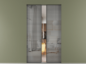 Алюминевая перегородка АЛПР 040.07 ЧРН Зеркало триплекс. Цвет Алюминий Черный. Материал Алюминий. Коллекция Перегородка Formato скрытый пенал 2 створки. Картинка.