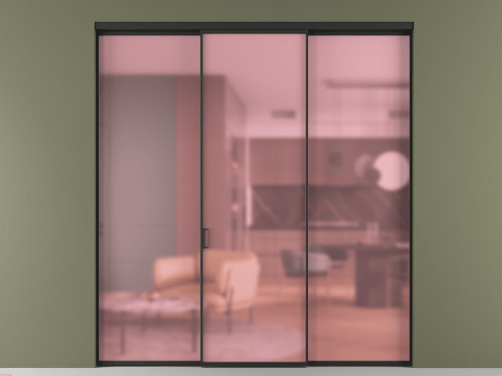 Алюминевая перегородка АЛПР 040.01_ЧРН_САТ РОЗ_new. Цвет Алюминий Черный. Материал Алюминий. Коллекция Перегородка Формато внутри проёма 3 створки. Картинка.