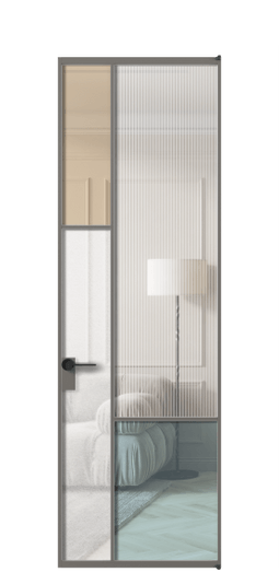 Дверь межкомнатная АЛПЛ041.13 АКЛС 4 стекла. Цвет Алюминий классический серый. Материал Алюминий в эмали. Коллекция Mosaic. Картинка.