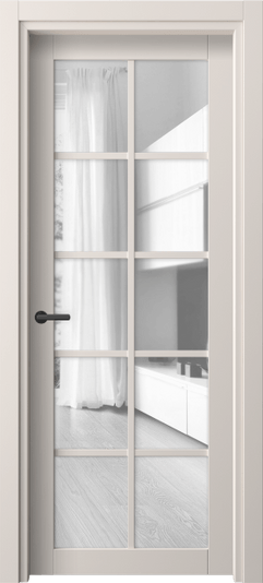 Дверь межкомнатная 2106 ПЭТБ Прозрачное стекло. Цвет ПЭТ тёплый-белый. Материал ПЭТ. Коллекция Нео. Картинка.